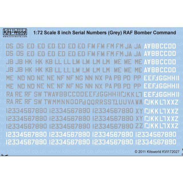 426円 Sale 56 Off キッツワールド Kw1727 1 72 英空軍 爆撃機用 8インチ シリアルナンバーデカール ミディアムシーグレー ホワイト