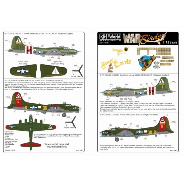 キッツワールド KW172081 1/72 米陸軍 B-17F/G フライングフォートレス