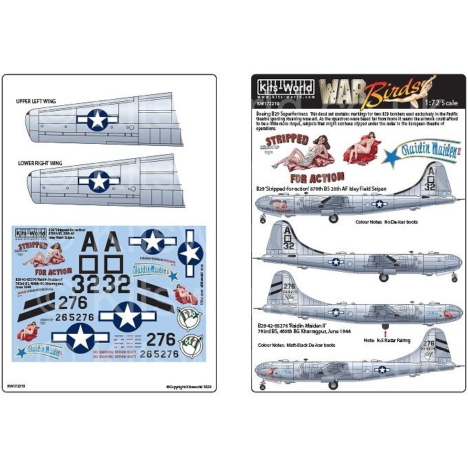 1/72 GGGデカール キッツワールド KW172219 1/72 ボーイング B29 スーパーフォートレス