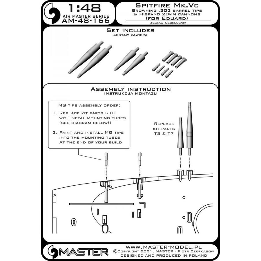 マスター AM48-166 1/48 スピットファイア Mk.Vc イスパノ20mm キャノン（エデュアルド用） : ホビーショップ レギュ ...