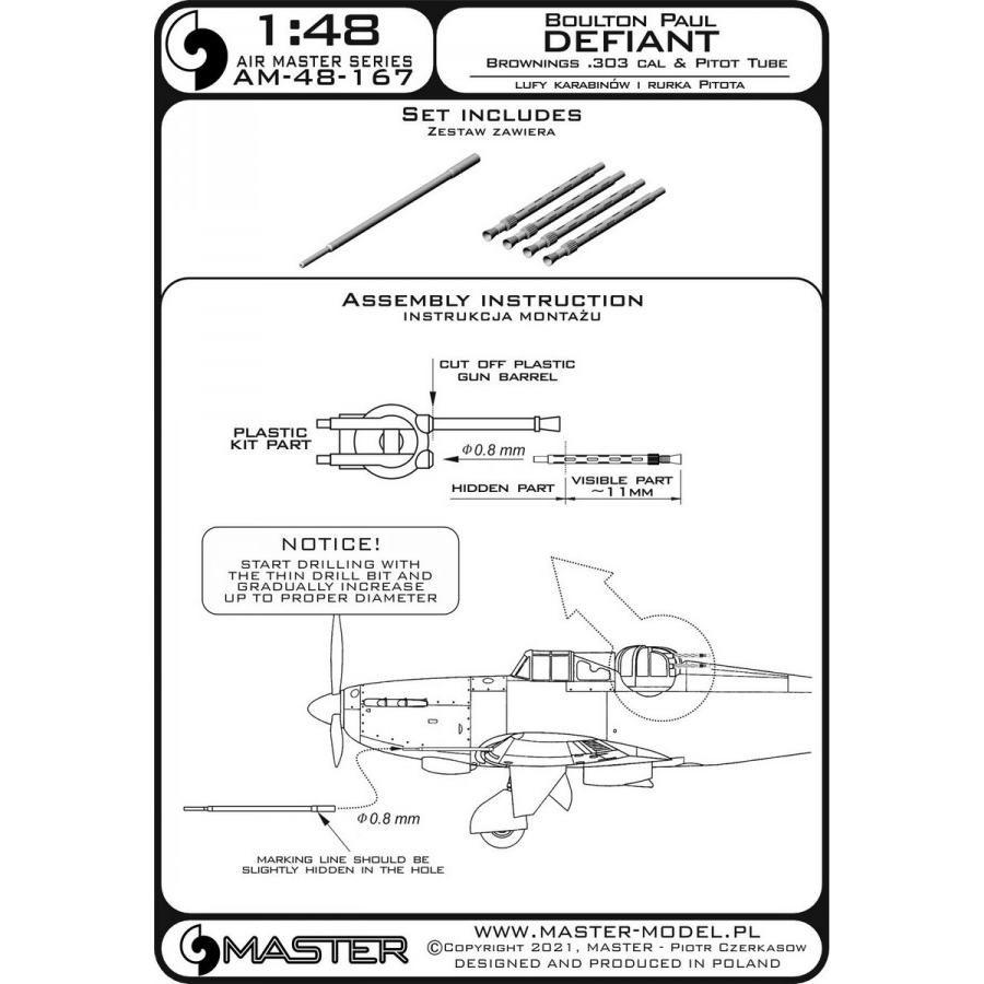 マスター AM48-167 1/48 ボールトンポール デファイアント ピトー管&ブローニング.303機銃銃身 : ホビーショップ レギュラス ...