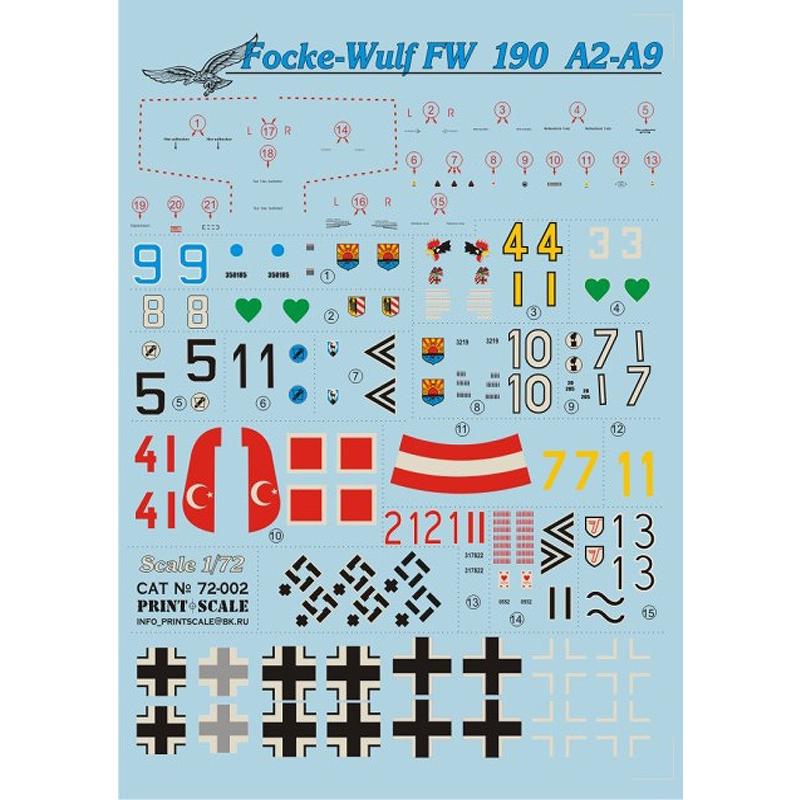 プリントスケール 72-002 1/72 フォッケウルフ 190А2-А9 А コンプリートセット｜panzerlehr｜05