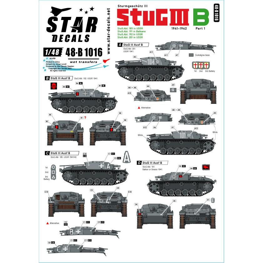 スターデカール 48-B1016 1/48 III号突撃砲 B型 1941-42 #1 : ホビーショップ レギュラス - 通販 ...