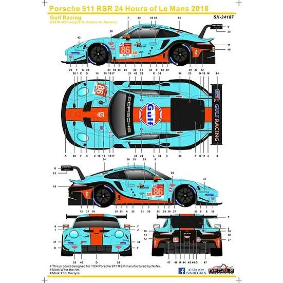 SKデカール SK24187 1/24 ポルシェ 911 RSR FIA 世界耐久選手権 ル