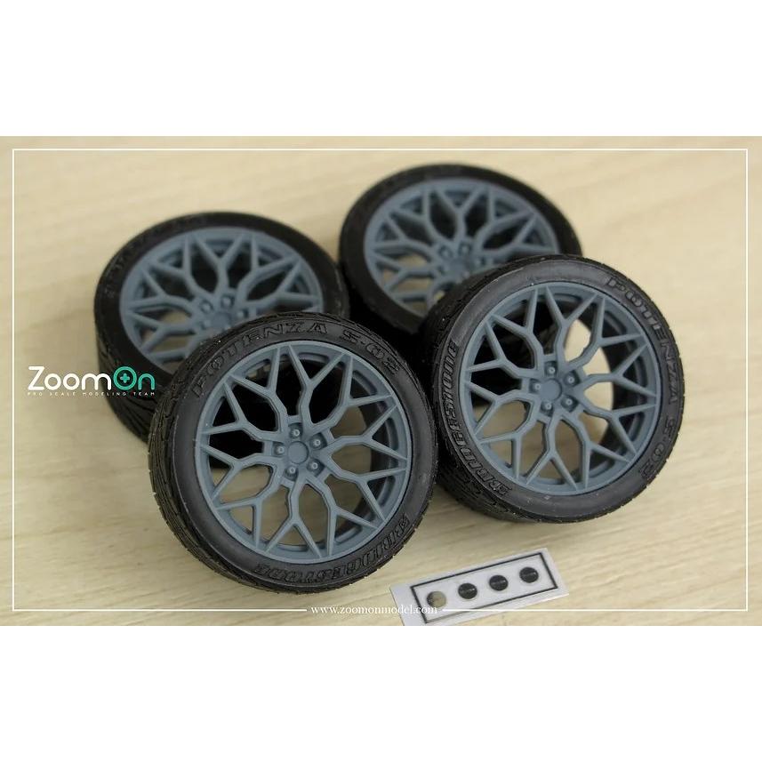 ZoomOn ZR102 1/24 19インチ Vossen HF-2 ホイールセット : ホビー