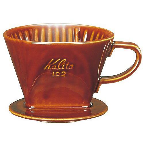 カリタ陶器製 コーヒー ドリッパー 102ロト（3〜4人用）（ブラウン）｜paocoffee
