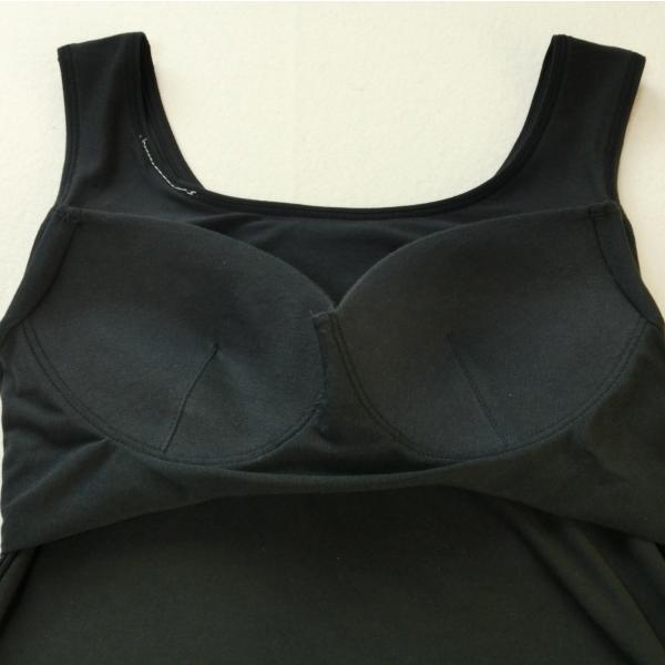 アズ 【L】アズ ヌーディーフィット 裾レースカップ付タンクトップ 黒