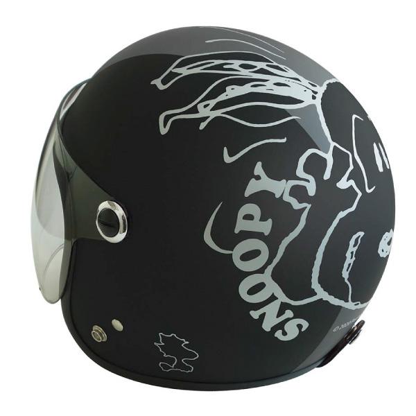 【極美品・使用2回】スヌーピー ジェットヘルメット マットブラック SNJ-80 レイト商会 アークス SNJ-80 SNOOPY PEEK-A-BOO ジェットヘルメット