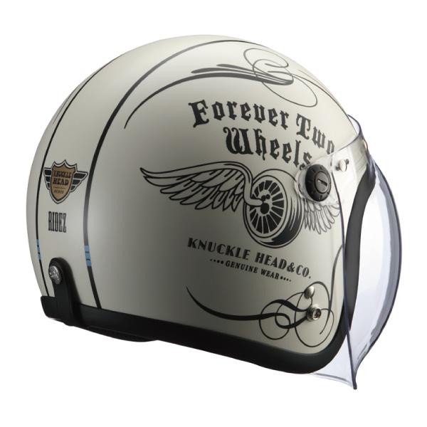 RIDEZ ジェットヘルメット KNUCKLE HEAD FLYWHEEL2 IVORY/BLACK 開閉シールド装備｜papa-mart｜02