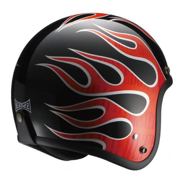 RIDEZ ビッグサイズ ジェットヘルメット LX FLAMEZ BLACK/RED XLサイズ｜papa-mart｜02