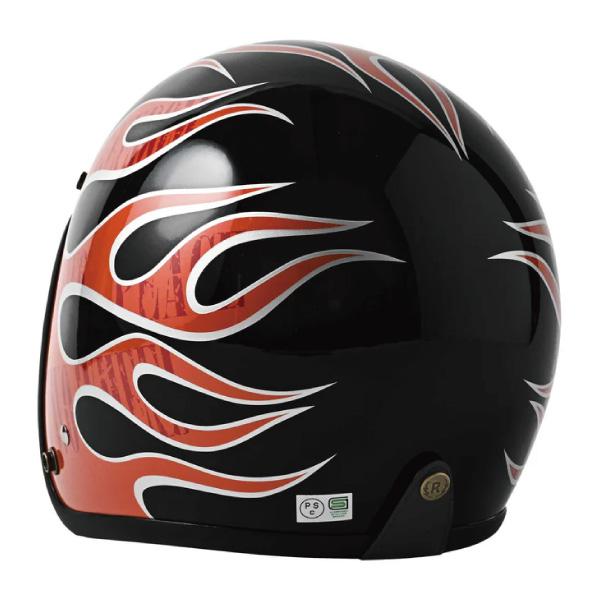 RIDEZ ビッグサイズ ジェットヘルメット LX FLAMEZ BLACK/RED XLサイズ｜papa-mart｜04