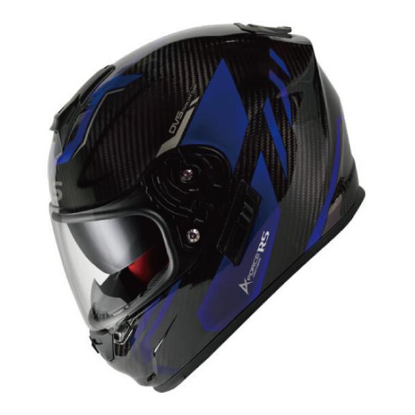 WINS A-FORCE RS FLASH タイプC カーボンｘアルマイトブルー インナーバイザー内蔵 カーボン フルフェイス ヘルメットの画像