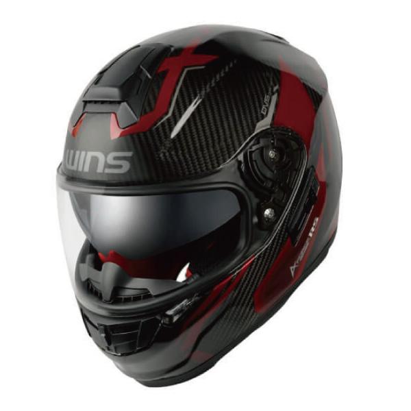 WINS A-FORCE RS FLASH タイプC カーボンｘアイアンレッド インナーバイザー内蔵 カーボン フルフェイス ヘルメットの画像