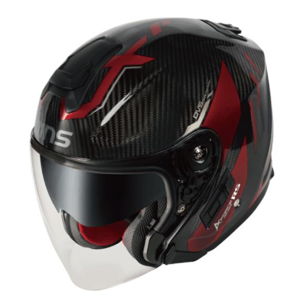 WINS A-FORCE RS JET FLASH タイプC カーボンｘアイアンレッド インナーバイザー装備 ジェットヘルメットの画像