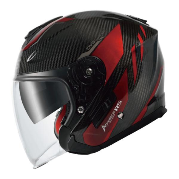 WINS A-FORCE RS JET FLASH タイプC カーボンｘアイアンレッド インナーバイザー装備 ジェットヘルメットの画像