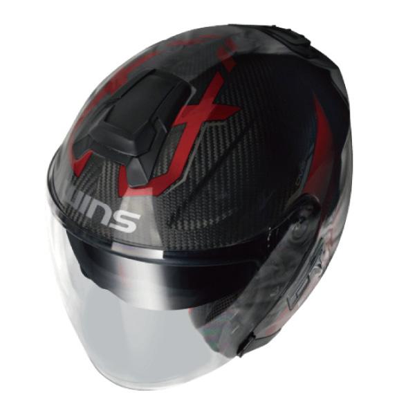 WINS A-FORCE RS JET FLASH タイプC カーボンｘアイアンレッド インナーバイザー装備 ジェットヘルメットの画像