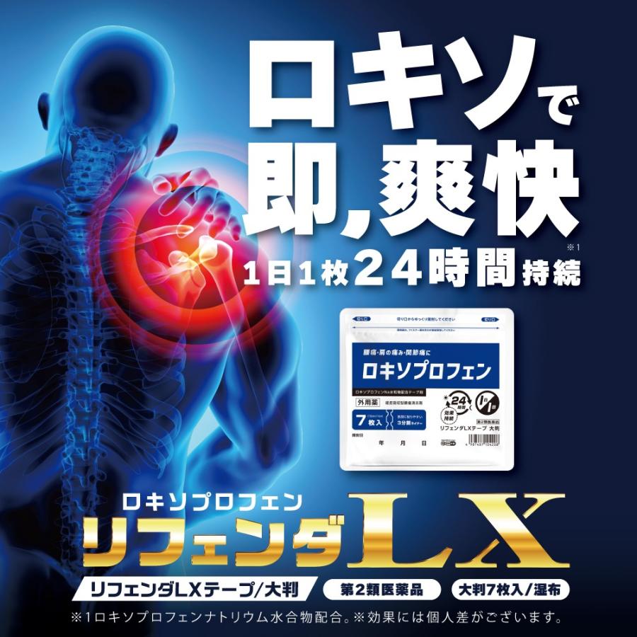 【第2類医薬品】大判 湿布『リフェンダLXテープ  7枚入 3個セット』ロキソプロフェン ロキプフェンテープ  ☆｜papamama｜02