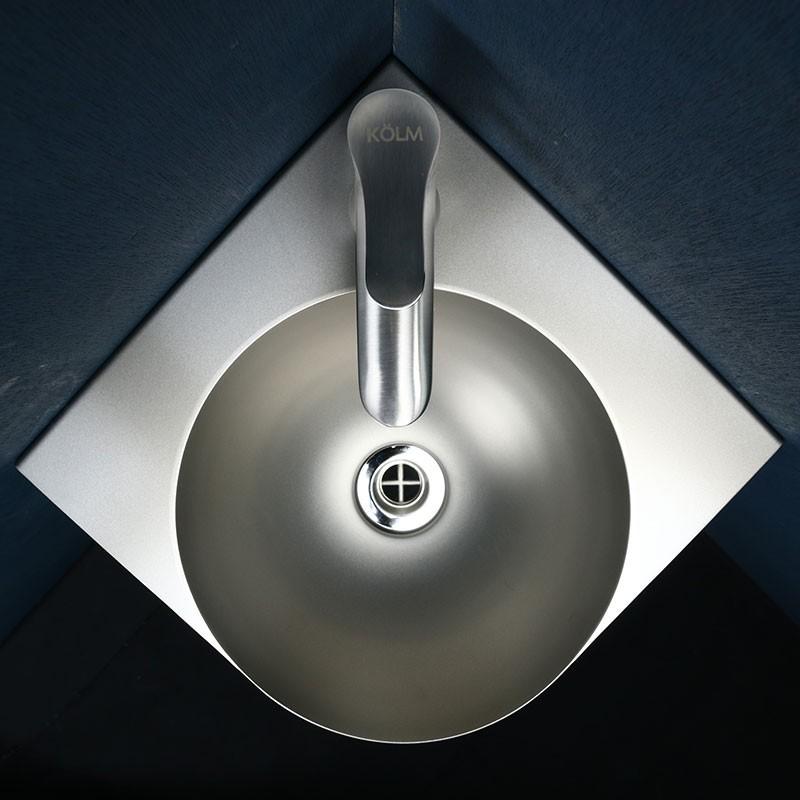 ステンレスボウル一体型コーナーカウンター ブレスト仕上げ トイレなどの省スペースに合う小型手洗い器 497 028 個性派水回りショップ パパサラダ 通販 Yahoo ショッピング