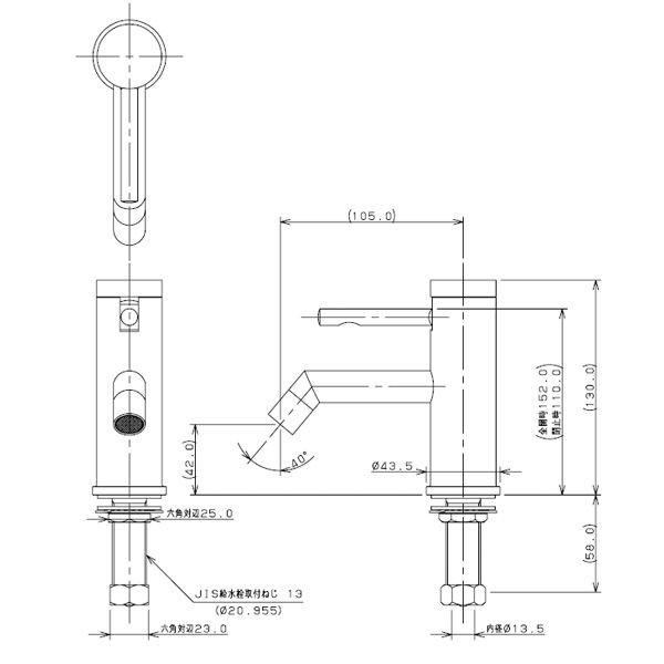 単水栓　手洗用蛇口　Arona　Lavatory　立水栓（ブロンズ）　洗面ボール用蛇口