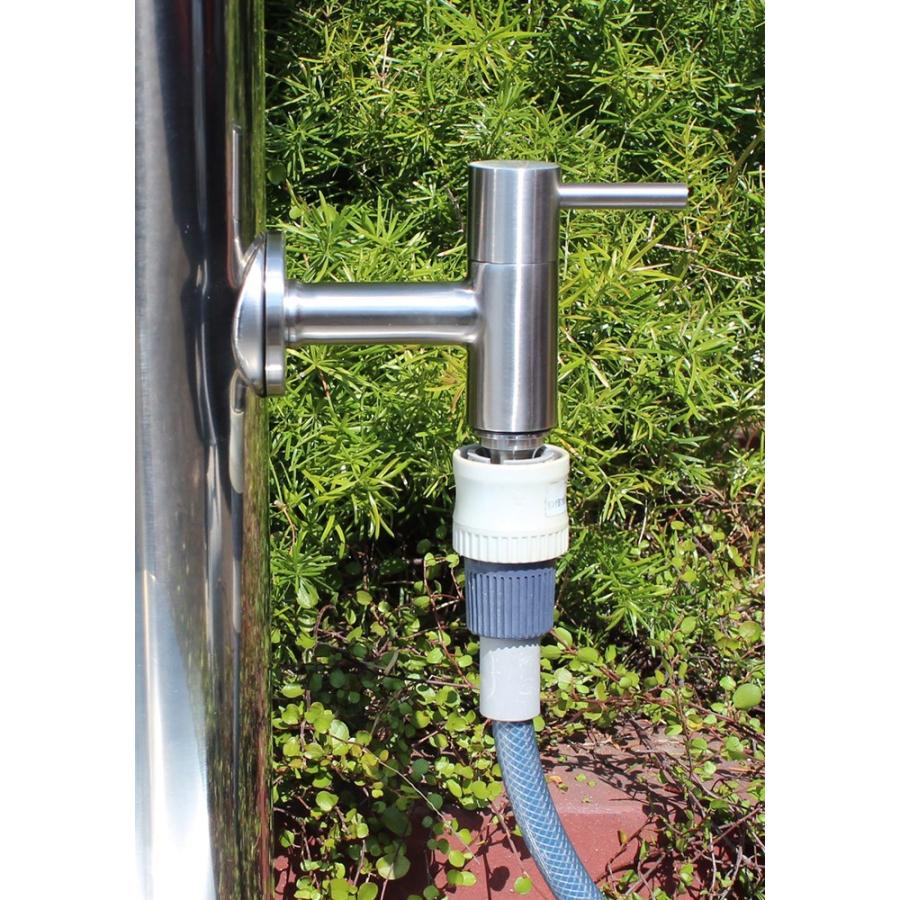 fusion ステンレス・ガーデン水栓（ロング・ショート） ステンレス水栓柱（丸型分水孔付き） 水鉢セット 便利なホースワンタッチニップル付属  :AHISET057:個性派水回りショップ パパサラダ - 通販 - Yahoo!ショッピング
