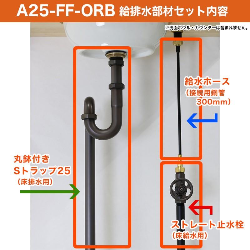 床給水 床排水 給排水部材 3点セット 丸鉢付きSトラップ25