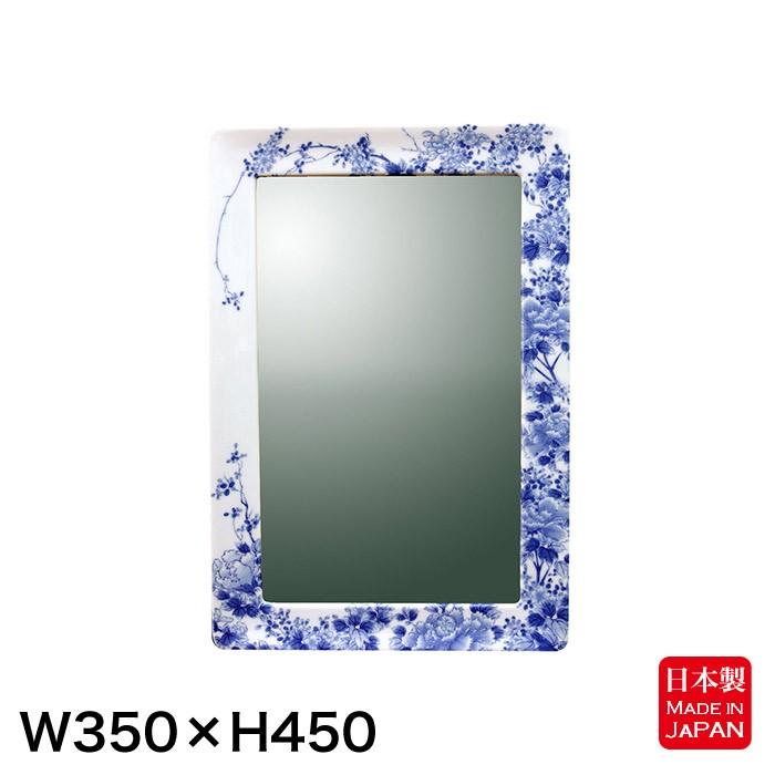 鏡 壁掛 角型 H450 有田焼 かっこ良い 染付大正人情本 家具、インテリア-壁掛け鏡、ウォールミラー-ミラー、ドレッサー