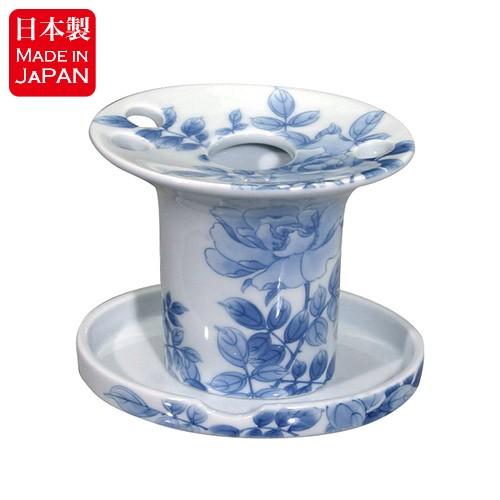 歯ブラシ立て おしゃれ  陶磁器 有田焼 染付薔薇絵