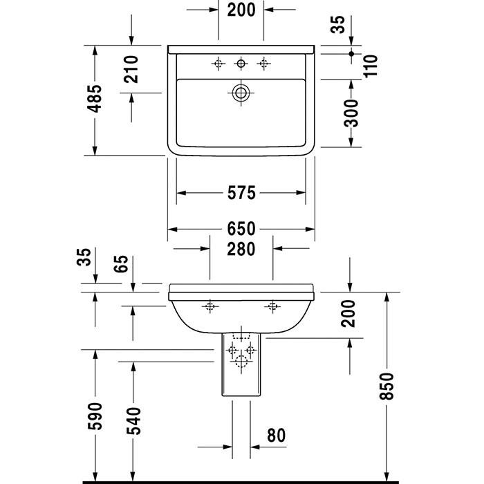 輸入洗面器 DURAVIT壁掛洗面器 #DU-0300650000 ドイツ製の角型 輸入洗面器 DURAVIT壁掛洗面器 #DU-0300650000 ドイツ製の角型