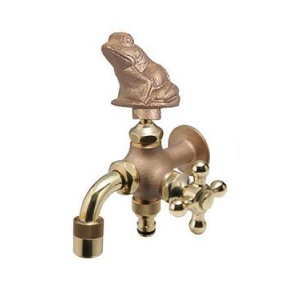 ガーデン蛇口 二口万能胴長水栓 カエル 動物ハンドル 庭水栓 2口