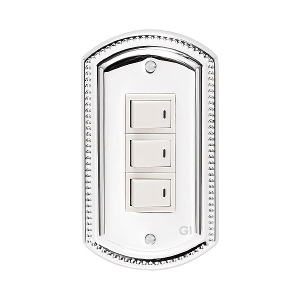 スイッチプレート コンセントカバー クロム 銀色 GI-040097（目隠し用