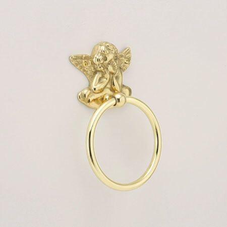 天使モチーフ タオルリング ゴールドカラー タオルリングS エンジェル おしゃれ 可愛 天使 真鍮製 タオル掛け