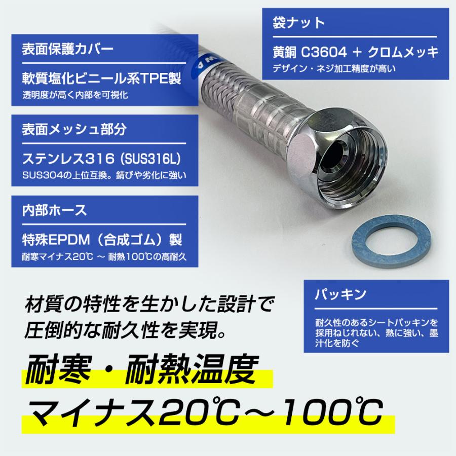 給水ホース 250mm 給水フレキ管 高級 ブレードホース 給水管 高品質