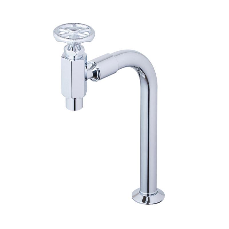 蛇口 レトロ ラダーハンドル式クランク型 単水栓（シルバー） おしゃれ 手洗い 洗面台