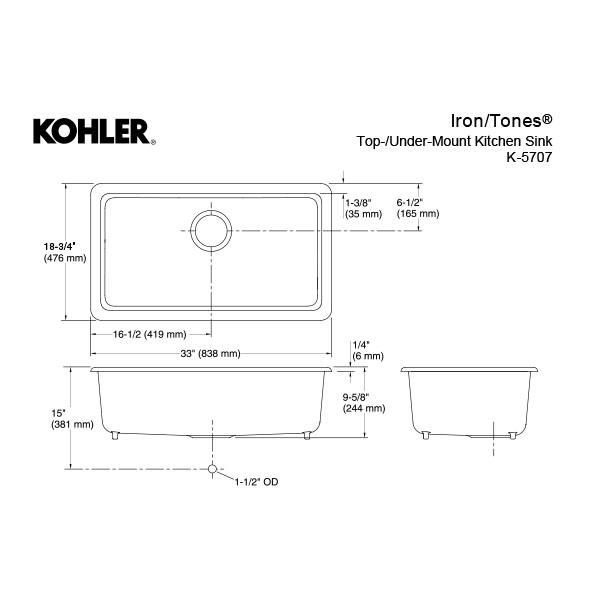 キッチンシンク KOHLER Iron Tones Kitchen Sink アイアントーン  1槽シンク 流し台｜papasalada｜05