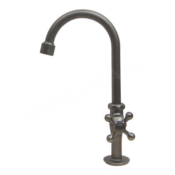 蛇口 グースネック立水栓（ブラックサテン） 水道 蛇口 手洗器用水栓