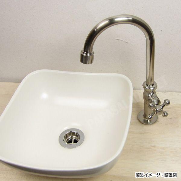 単水栓　グースネック立水栓（ニッケル）　手洗器用トイレの蛇口