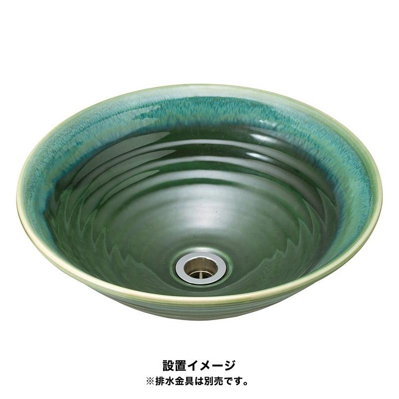 おしゃれ 洗面ボウル 置き型 埋め込み グリーン 和風 手洗い器
