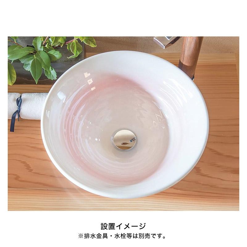 おしゃれ 洗面ボウル 置き型 埋め込み ピンク 和風 手洗い器 美濃焼