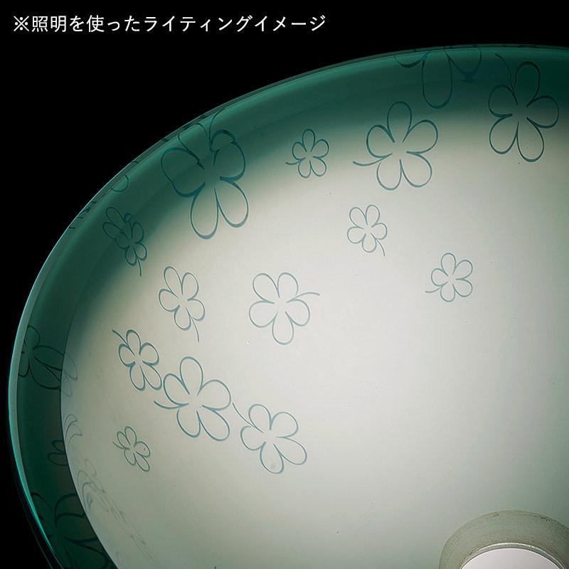 洗面ボウル おしゃれ ガラス 蒼い花 水色 ガラスボウル 置き型 埋め込み 小型 手洗い器 Sサイズ φ310×110mmの画像