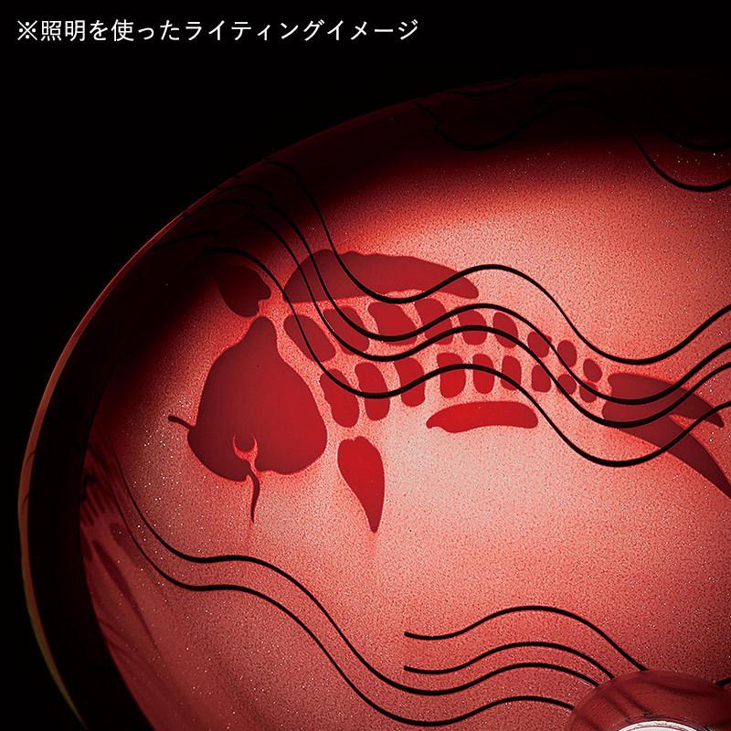 洗面ボウル おしゃれ ガラス 遊魚 赤 ガラスボウル 置き型 埋め込み 小型 手洗い器 Sサイズ φ310×110mmの画像