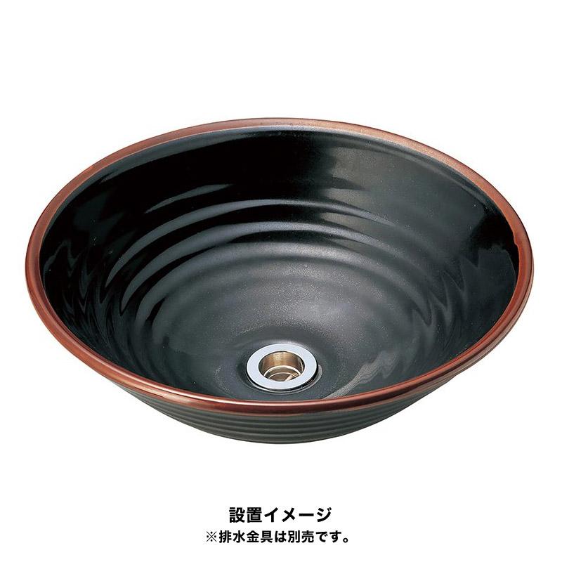 おしゃれ 洗面ボウル 置き型 埋め込み 黒 和風 手洗い器 美濃焼 磁器製