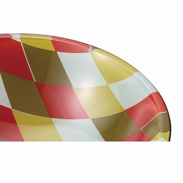 洗面ボウル おしゃれ ガラス アーガイル 赤 ガラスボウル 置き型 埋め込み Mサイズ 手洗い器 φ355×125mmの画像