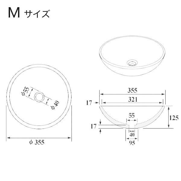 洗面ボウル おしゃれ ガラス キューブ ガラスボウル 置き型 埋め込み Mサイズ 手洗い器 φ355×125mmの画像