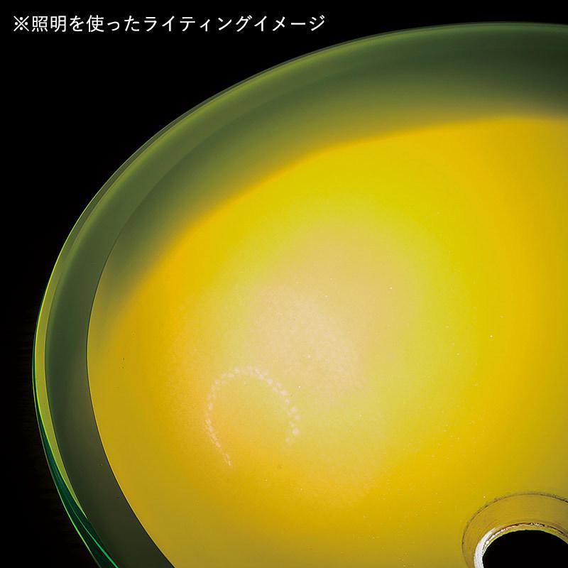 洗面ボウル おしゃれ ガラス イエロー 黄色 ガラスボウル 置き型 埋め込み 小型 手洗い器 Sサイズ φ310×110mmの画像