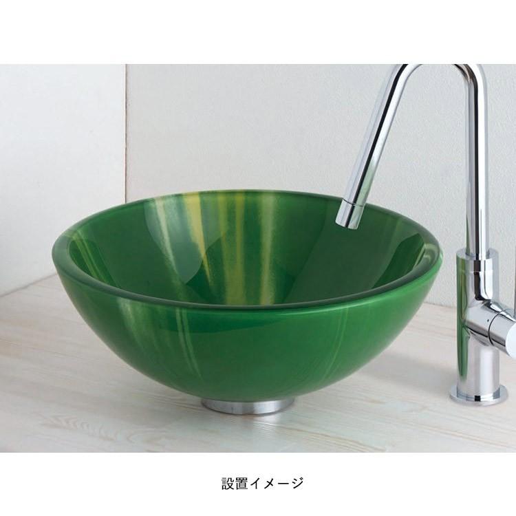 完売】洗面ボウル おしゃれ ガラス グリーン 緑 ガラスボウル 置き型