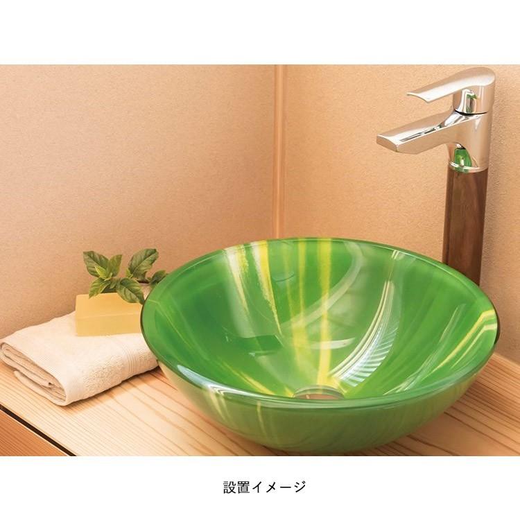 完売】洗面ボウル おしゃれ ガラス グリーン 緑 ガラスボウル 置き型