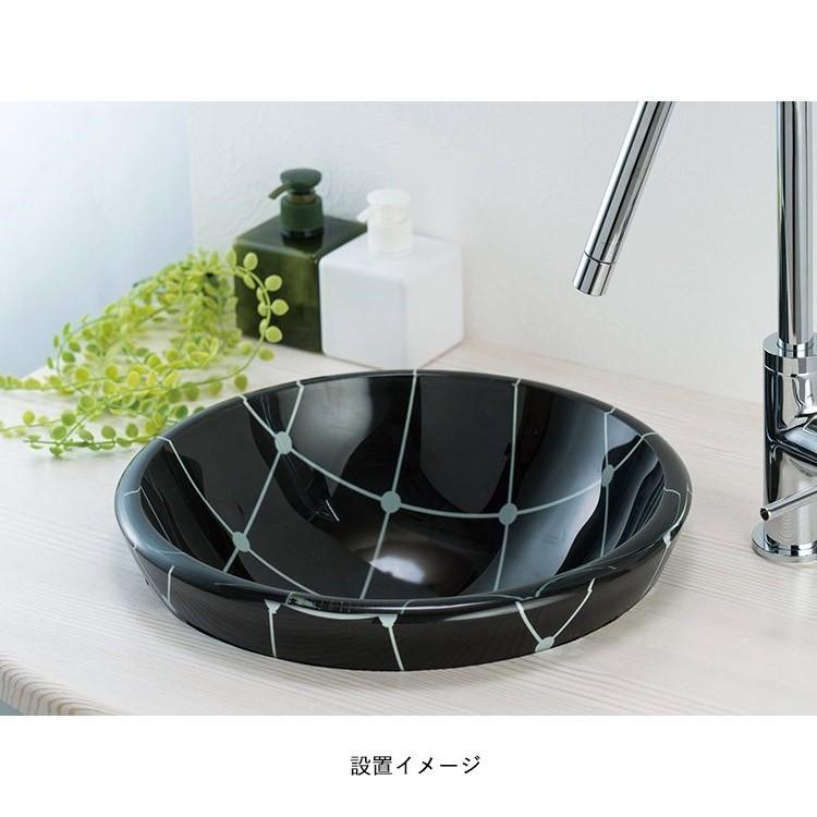 洗面ボウル おしゃれ ガラス ドット 水玉 黒 白 ガラスボウル 置き型 埋め込み Sサイズ 手洗い器 φ310×110mmの画像