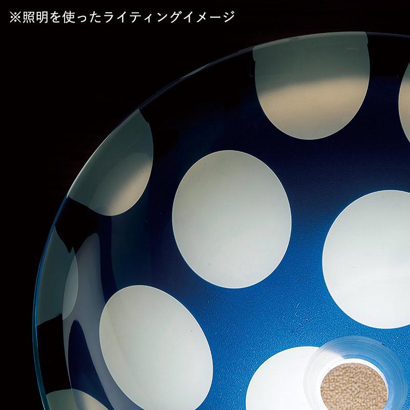 洗面ボウル おしゃれ ガラス ポルカ 青 水玉 ガラスボウル 置き型 埋め込み Mサイズ 手洗い器 φ355×125mmの画像