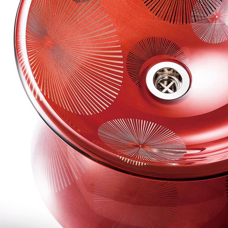 赤いガラス ボウル 花びらデザイン 洗面ボウル おしゃれ ガラス 花火 赤 ガラスボウル 置き型