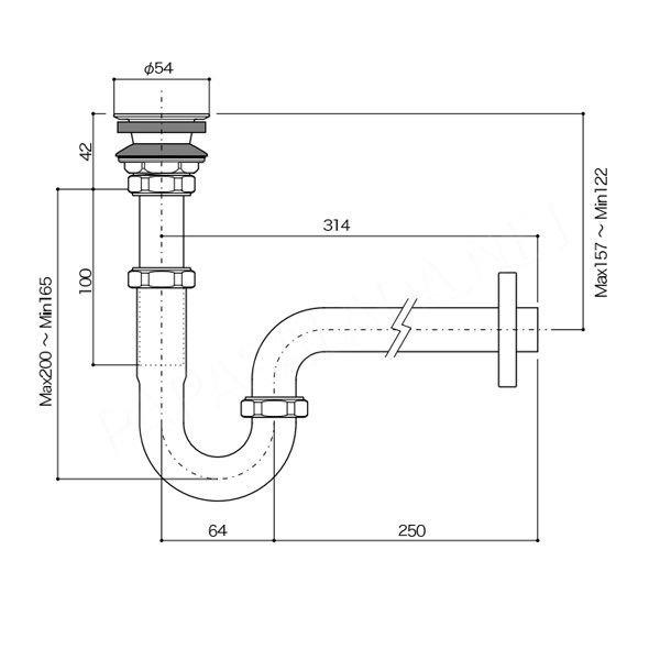 Essence 排水部品 Pトラップ 排水金具付 25mm 丸鉢付き クローム 銀色 IB4-EP17120 オンリーワンクラブ_2